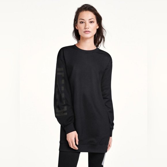 Wolford Logo Sweat Dress  Black/Steel Oversized With Logo-Print Day Dress Size S - Picture 4 of 14